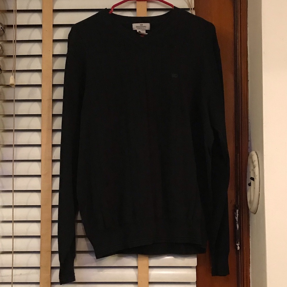 Dockers Black Warm Vneck Sweater Size Large